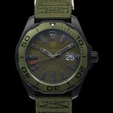 Tag Heuer Aquaracer Automatic Green Dial Khakhi Green Nylon Strap Watch for Men - WAY208E.FC8222