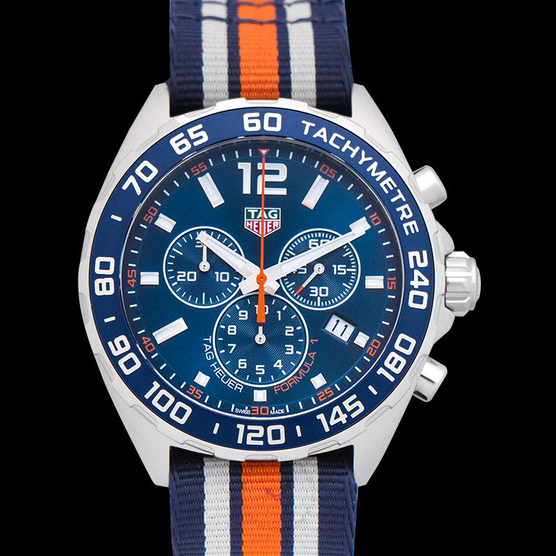 Tag Heuer Formula 1 Quartz Blue Dial Two Tone NATO Strap Watch for Men - WAZ1010.FC8196