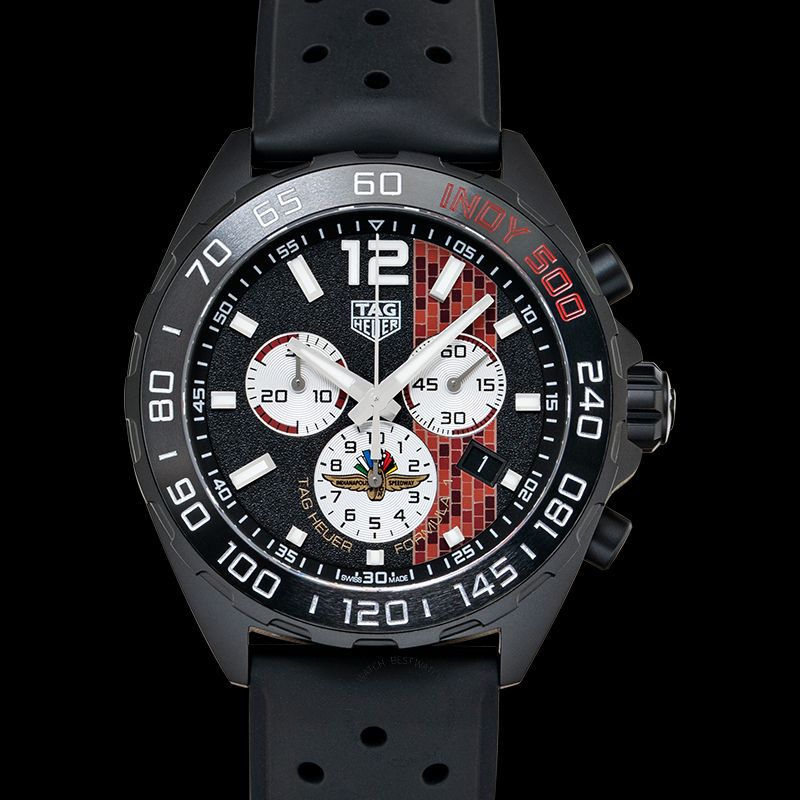 Tag Heuer Formula 1 Indy 500 Limited Edition Chronograph Black Dial Black Rubber Strap Watch for Men - CAZ101AD.FT8024