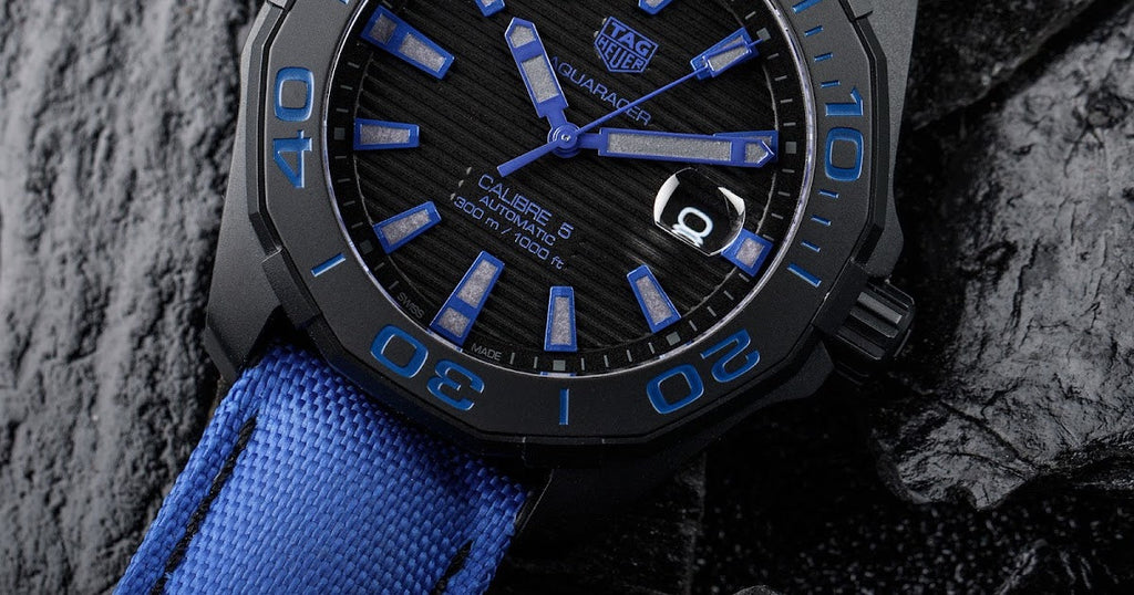 Tag Heuer Aquaracer Calibre 5 Automatic Titanium Blue Dial Blue Nylon Strap Watch for Gents - WAY208B.FC6382