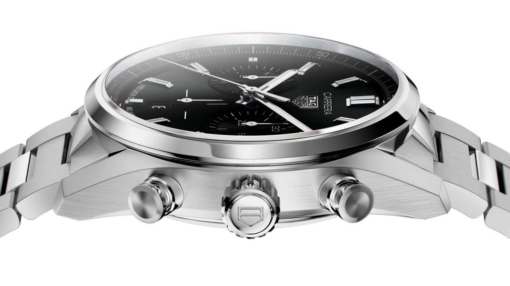 Tag Heuer Carrera Chronograph Black Dial Silver Steel Strap Watch for Men - CBN2010.BA0642