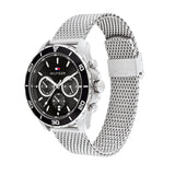 Tommy Hilfiger Jordan Chronograph Black Dial Silver Mesh Strap Watch For Men - 1792092