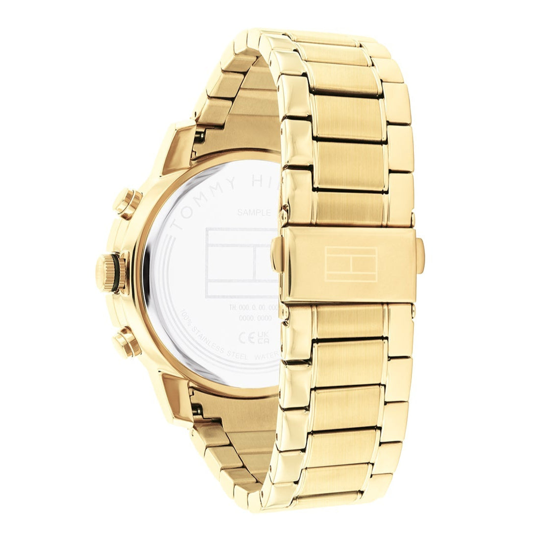 Tommy Hilfiger Troy Chronograph Black Dial Gold Steel Strap Watch For Men - 1792109