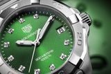 Tag Heuer Aquaracer Diamonds Emerald Green Dial Silver Steel Strap Watch for Women - WBD1316.BA0740