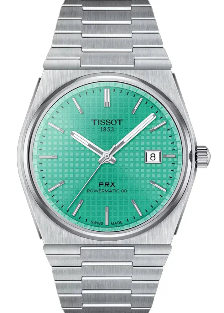 Tissot PRX Powermatic 80 Automatic Mint Green Dial Silver Steel Strap Watch for Men - T137.407.11.091.01