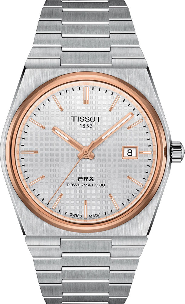 Tissot PRX Powermatic 80 Silver Dial Silver Steel Strap Watch For Men - T137.407.21.031.00