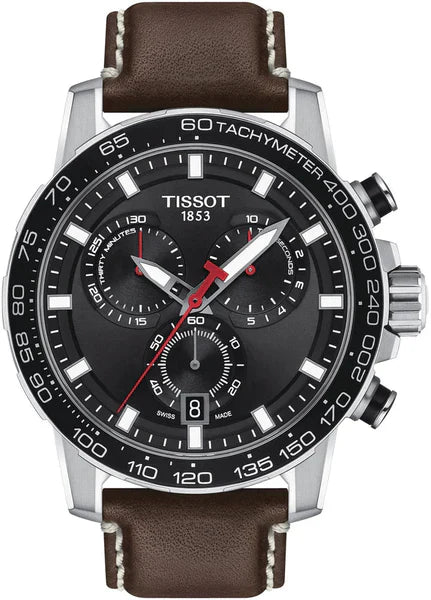 Tissot Supersport Chrono Black Dial Brown Leather Strap Watch for Men - T125.617.16.051.01