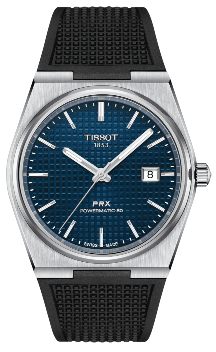 Tissot PRX Powermatic 80 Blue Dial Black Rubber Strap Watch for Men - T137.407.17.041.00