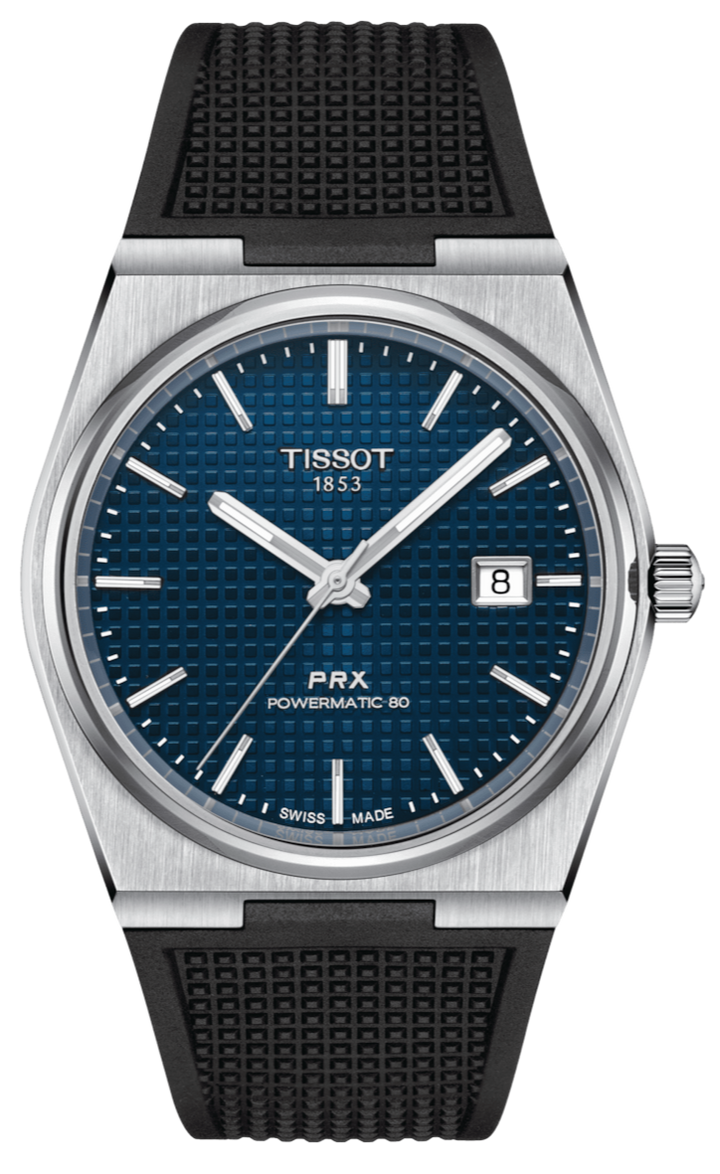 Tissot PRX Powermatic 80 Blue Dial Black Rubber Strap Watch for Men - T137.407.17.041.00