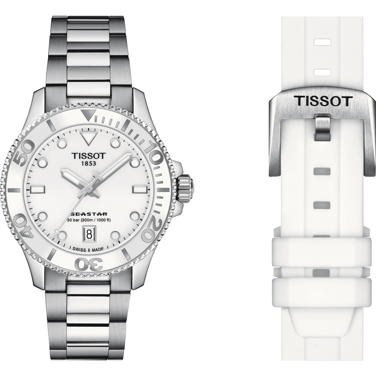 Tissot Seastar 1000 Lady White Dial Silver Steel Strap Unisex Watch - T120.210.11.011.00