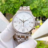 Tissot Chemin des Tourelles Automatic Chronograph White Dial Silver Steel Strap Watch for Men - T099.427.11.038.00