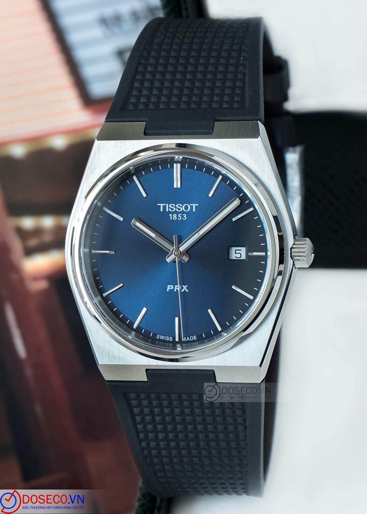 Tissot PRX Blue Dial Black Rubber Strap Watch For Men - T137.410.17.041.00