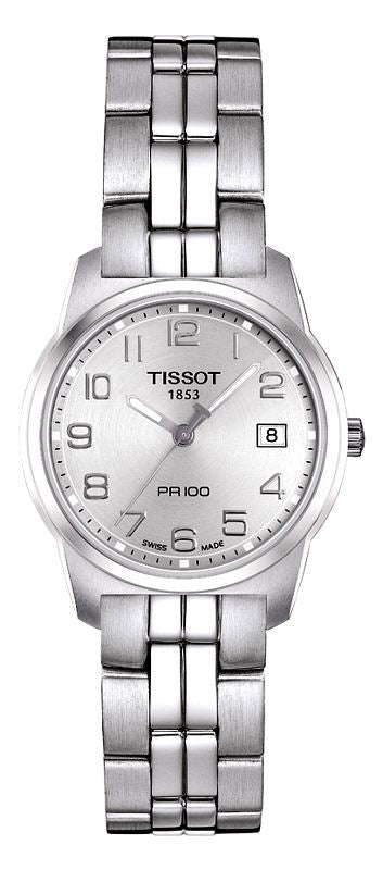 Tissot T Classic PR100 Silver Dial Silver Steel Strap Watch For Women - T049.210.11.032.00
