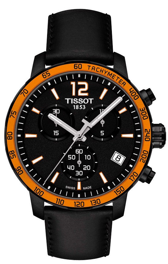 Tissot T Sport Quickster Chronograph Black Dial Black Rubber Strap Watch For Men - T095.417.36.057.01