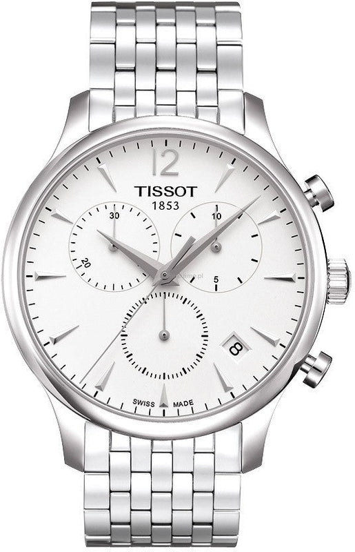 Tissot T Classic Tradition Chronograph White Dial Silver Steel Strap Watch For Men - T063.617.11.037.00