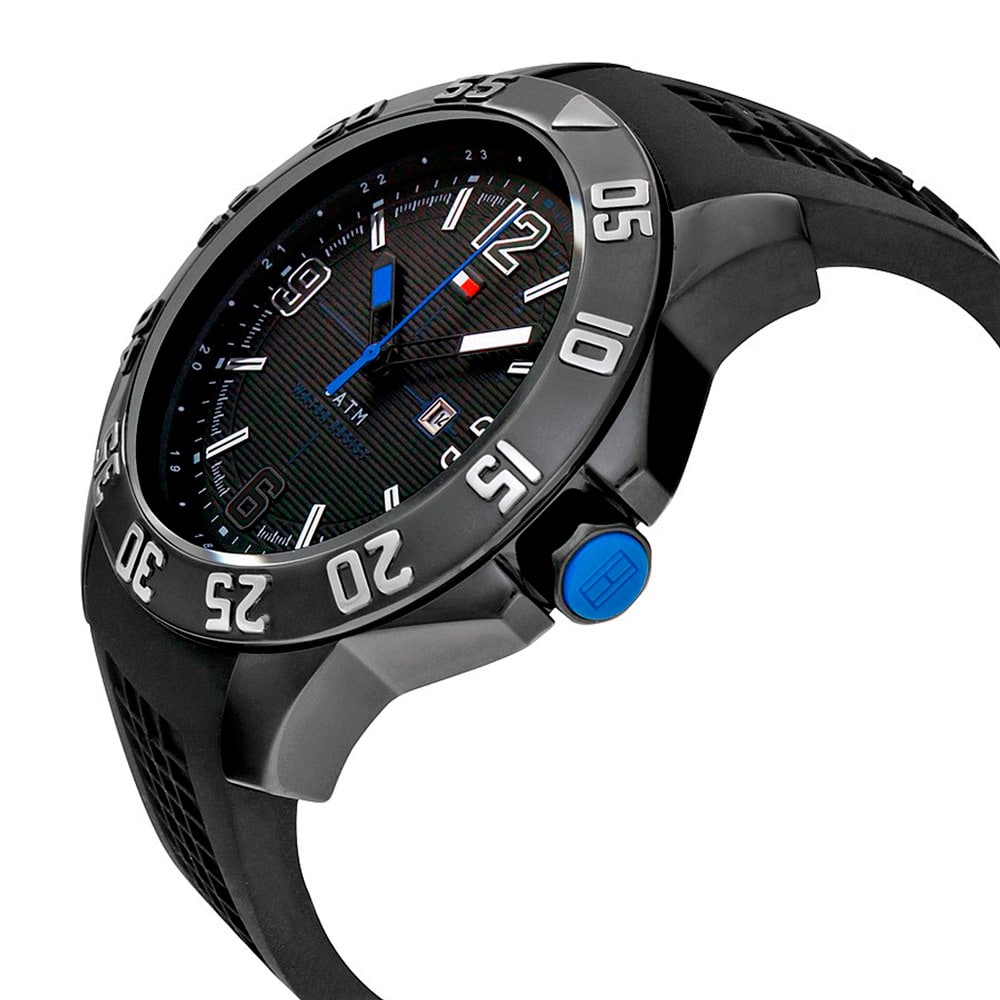 Tommy Hilfiger Sport Multifunction Black Dial Black Rubber Strap Watch for Men - 1790983