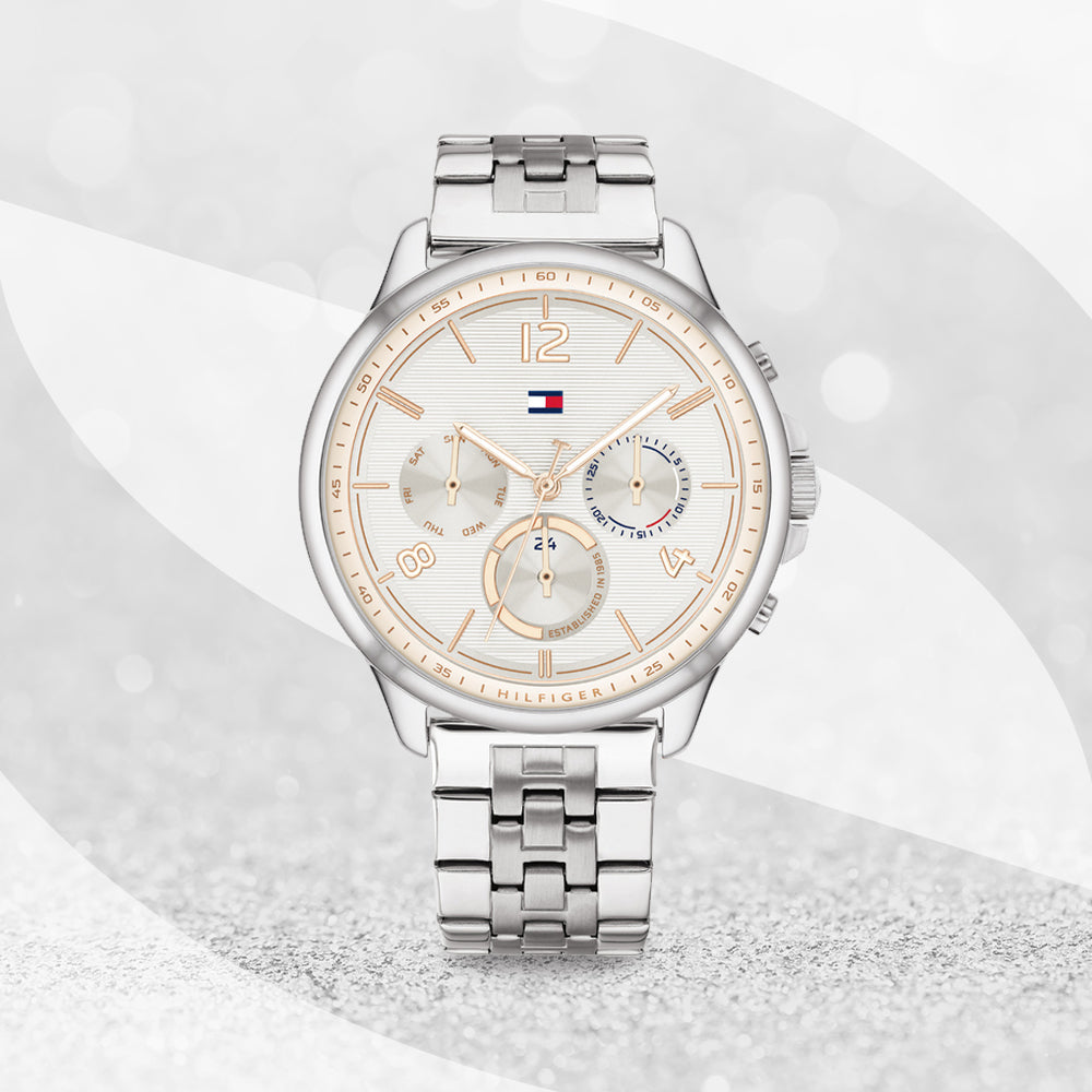 Tommy Hilfiger Harper Chronograph White Dial Silver Steel Strap Watch For Women - 1782222