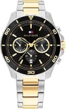 Tommy Hilfiger Jordon Chronograph Black Dial Two Tone Steel Strap Watch For Men - 1792095