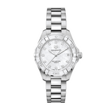 Tag Heuer Aquaracer Diamonds White Mother of Pearl Dial Silver Steel Strap Watch for Women - WBD1314.BA0740