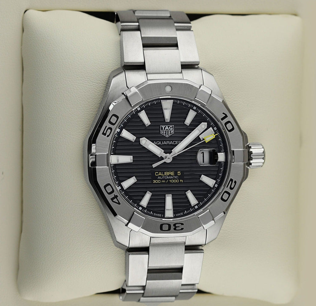 Tag Heuer Aquaracer Automatic Black Dial Silver Steel Strap Watch for Men - WAY2010.BA0927