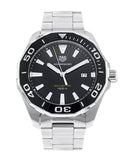 Tag Heuer Aquaracer Quartz Black Dial Silver Steel Strap Watch for Men - WAY101A.BA0746