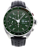 Tag Heuer Formula 1 Calibre 16 Automatic Chronograph Green Dial Black Leather Strap Watch for Men - CAZ2016.FC6473