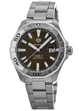 Tag Heuer Aquaracer Calibre 5 Automatic Sunray Brown Dial Silver Steel Strap Watch for Men - WAY2018.BA0927