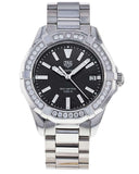 Tag Heuer Aquaracer Quartz Diamonds Black Dial Silver Steel Strap Watch for Women - WAY131P.BA0748
