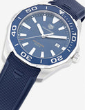 Tag Heuer Aquaracer Quartz Blue Dial Blue Rubber Strap Watch for Men - WAY101C.FT6153