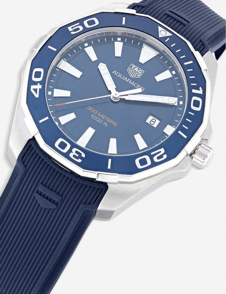 Tag Heuer Aquaracer Quartz Blue Dial Blue Rubber Strap Watch for Men - WAY101C.FC6153