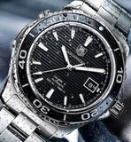 Tag Heuer Aquaracer Caliber 5 Automatic Black Dial Silver Steel Strap Watch for Men - WAK2110.BA0830