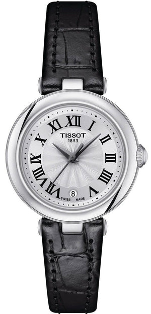 Tissot Bellissima Small Lady Silver Dial Black Leather Strap Watch For Women - T126.010.16.013.00