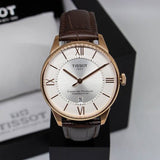 Tissot Chemin Des Tourelles Powermatic 80 Silver Dial Brown Leather Strap Watch For Men - T099.407.36.038.00