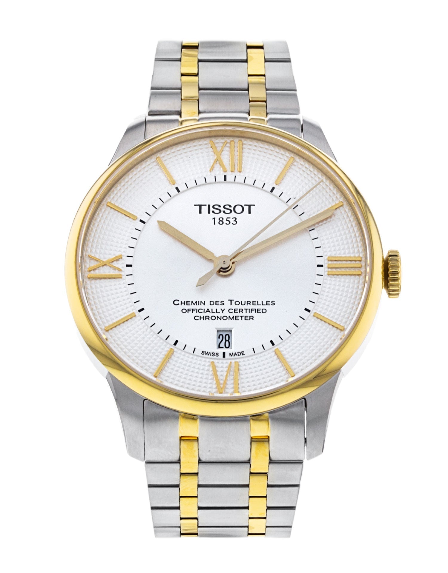 Tissot Chemin Des Tourelles Powermatic 80 Cosc Silver Dial Two Tone Steel Strap Watch For Men - T099.408.22.038.00