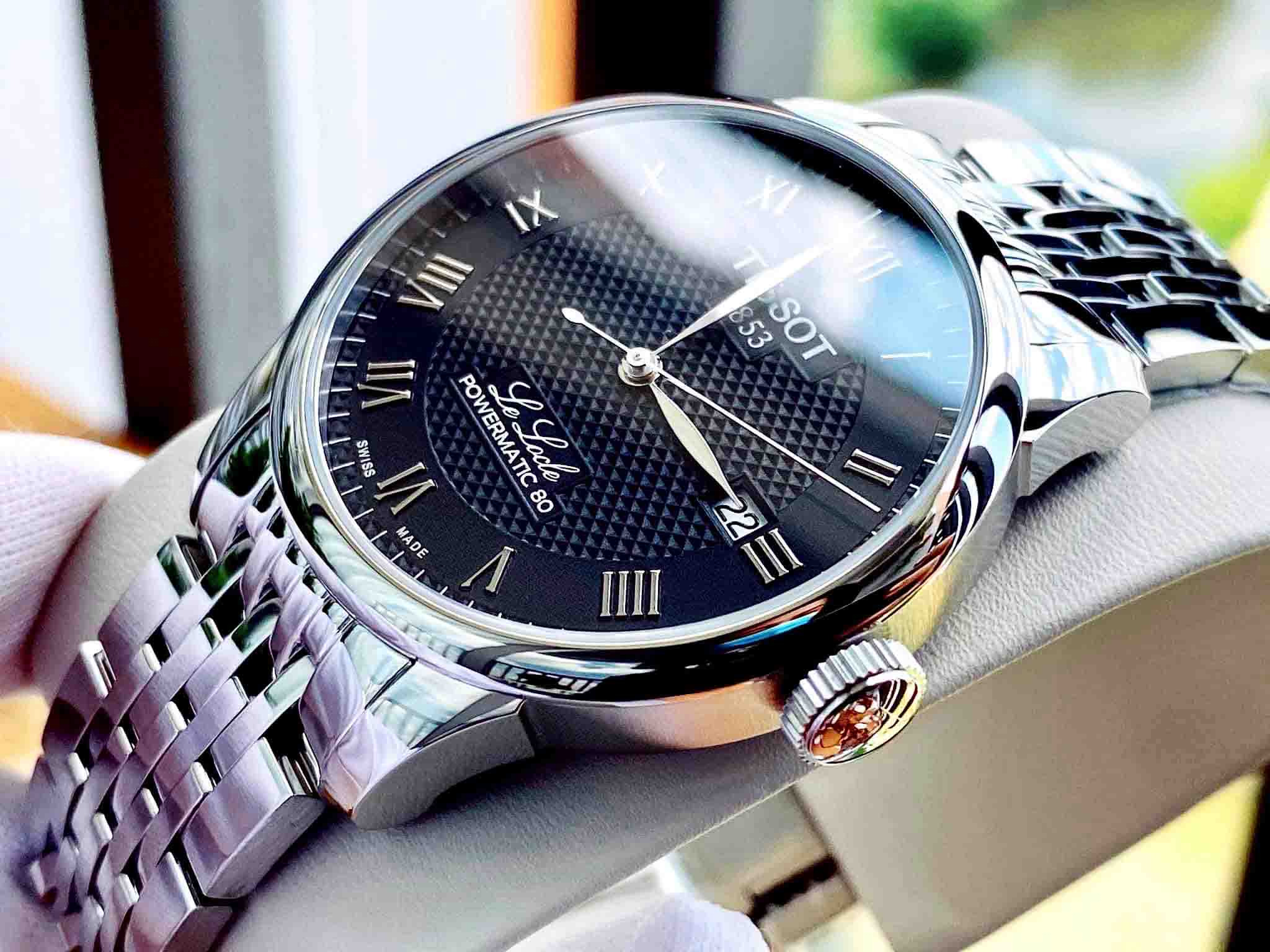 Tissot Le Locle Powermatic 80 Black Dial Silver Steel Strap Watch For Men - T006.407.11.053.00