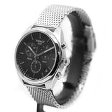 Tissot PR 100 Chronograph Black Dial Silver Mesh Bracelet Watch For Men - T101.417.11.051.01