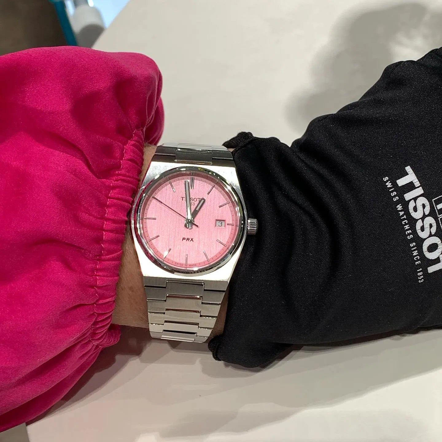Tissot PRX Quartz Pink Dial Silver Steel Strap Watch for Women - T137.210.11.331.00
