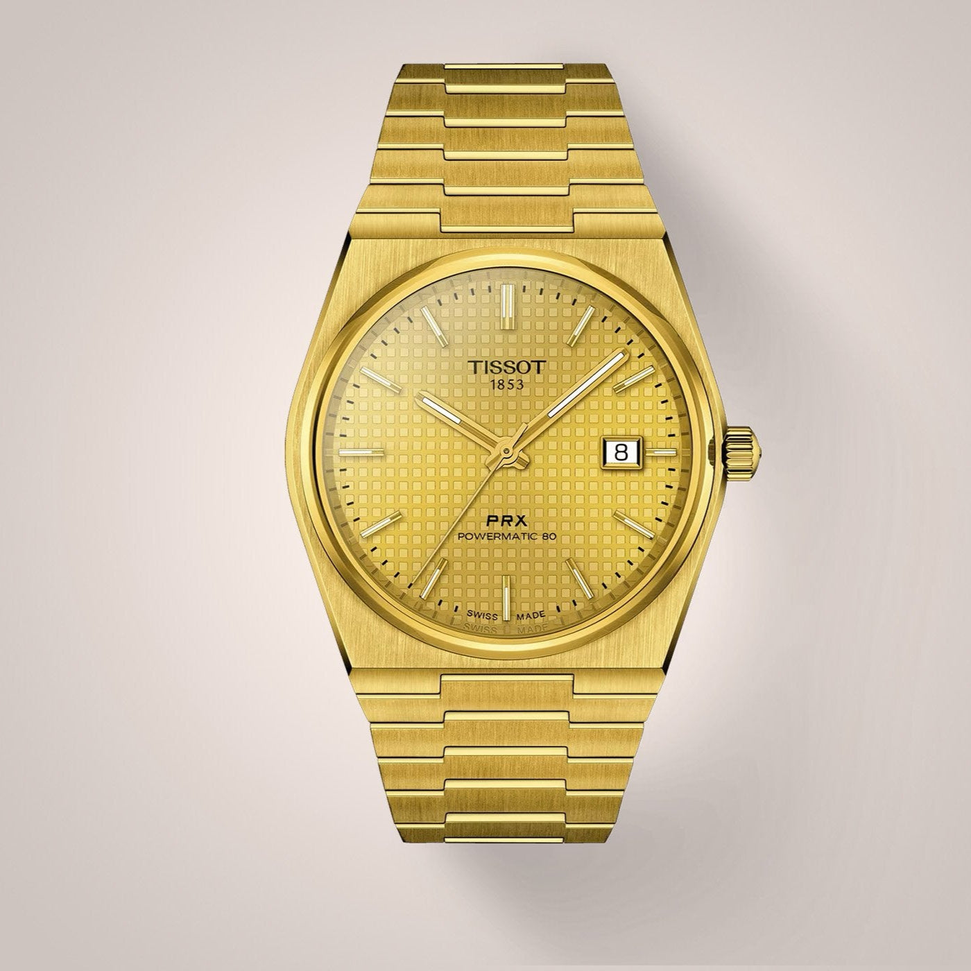 Tissot PRX Powermatic 80 Gold Dial Gold Steel Strap Watch for Men - T137.407.33.021.00