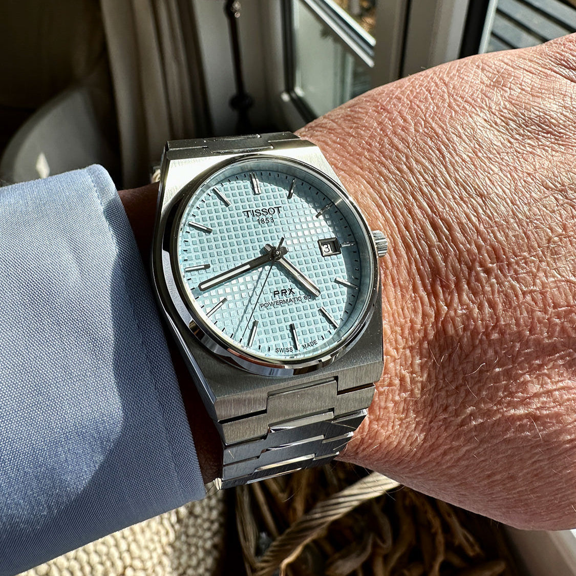 Tissot PRX Powermatic 80 Ice Blue Tiffany Dial Silver Steel Strap Watch for Men - T137.407.11.351.00