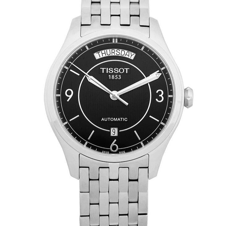 Tissot T Classic T One Automatic Black Dial Silver Steel Strap Watch For Men - T038.430.11.057.00