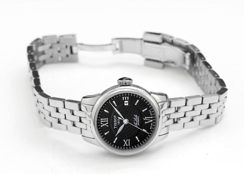 Tissot Le Locle Automatic Small Lady Black Dial Silver Steel Strap Watch For Women - T41.1.183.53