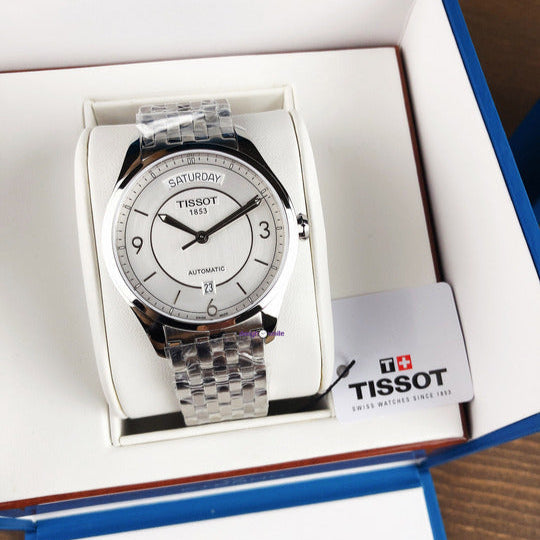 Tissot T Classic T One Automatic Silver Dial Silver Steel Strap Watch For Men - T038.430.11.037.00
