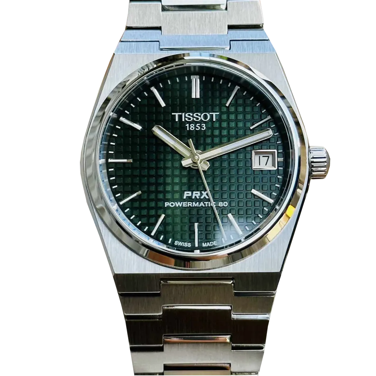 Tissot PRX Powermatic 80 Green Dial Silver Steel Strap Watch for Men - T137.207.11.091.00