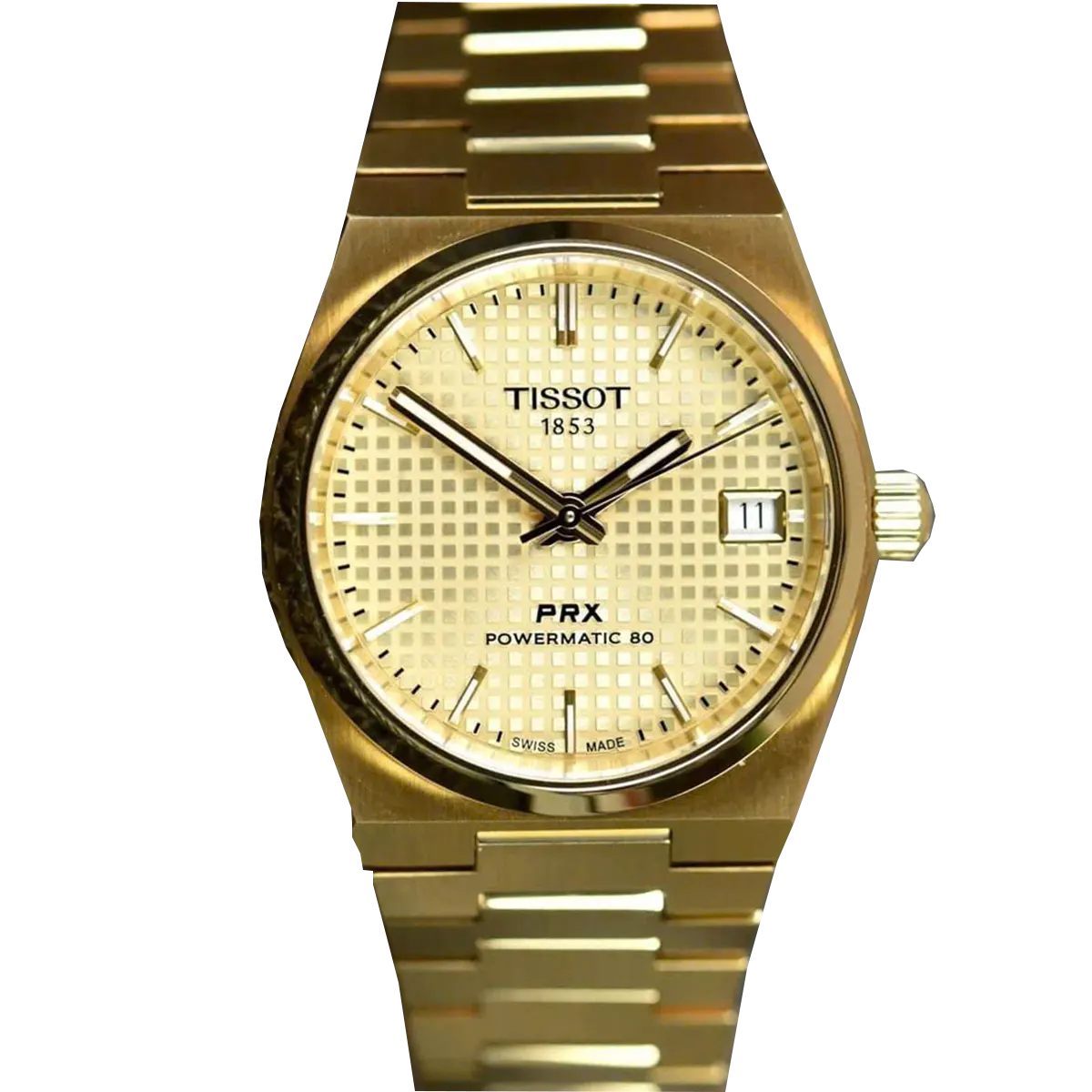 Tissot PRX Powermatic 80 Gold Dial Gold Steel Strap Watch for Men - T137.207.33.021.00