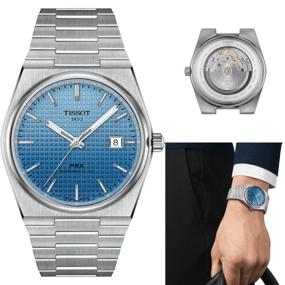 Tissot PRX Powermatic 80 Gradient Blue Dial Silver Steel Strap Watch for Men - T137.407.11.351.01