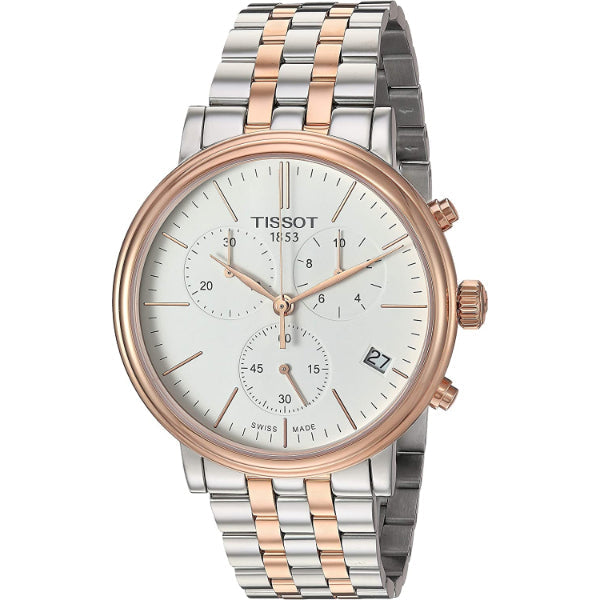 Tissot Carson Premium Chronograph White Dial Two Tone Steel Strap Watch For Men - T122.417.22.011.00