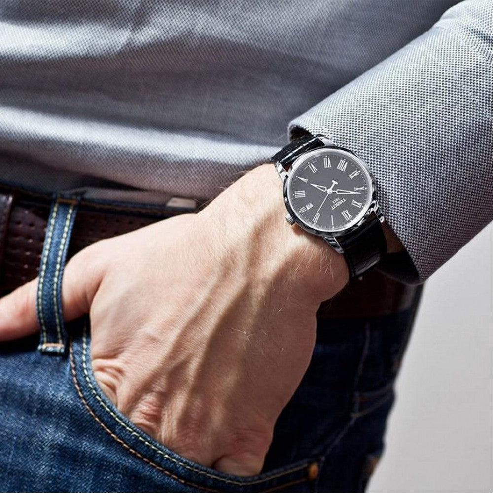 Tissot T Classic Dream Black Dial Black Leather Strap Watch for Men - T033.410.26.053.01