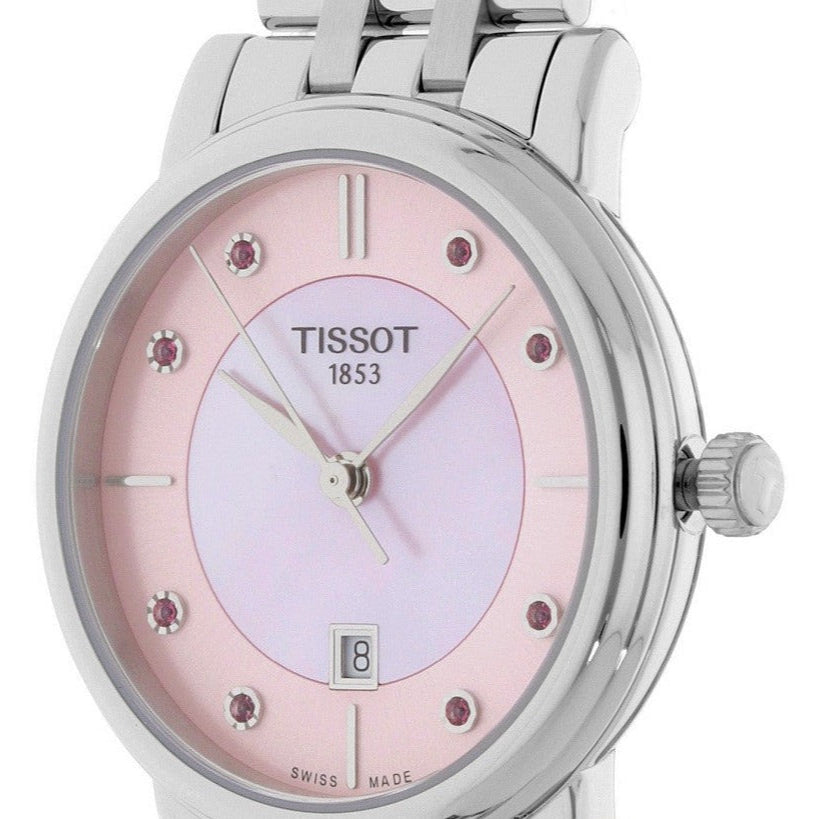 Tissot T Classic Carson Premium Pink Dial Silver Steel Strap Watch for Women - T122.210.11.159.00