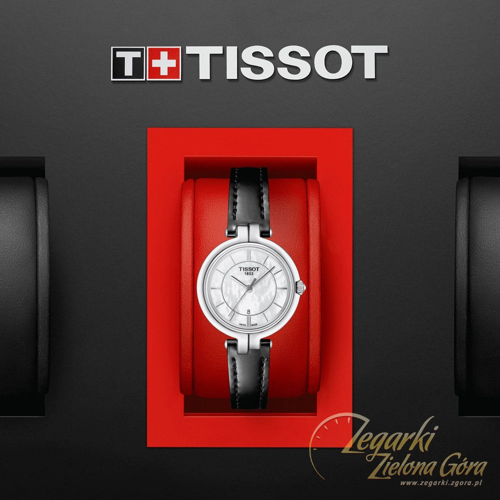 Tissot T Lady Flamingo White Dial White Leather Strap Watch For Women - T094.210.16.011.00