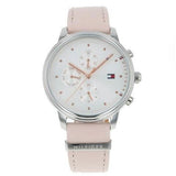 Tommy Hilfiger Blake Chronograph Silver Dial Pink Leather Strap Watch For Women - 1781906